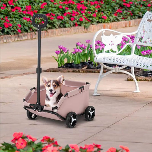 Stroller for Dog Rolling Cat Carrier Dog Cage Stroller 4 Wheels Lightweight Folding Trolley Dog Cart for Travelling Shopping