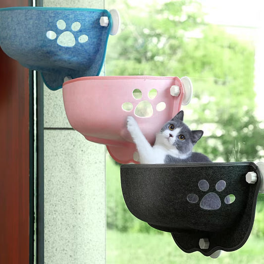 Cat Window Hammock with Strong Suction Cups Pet Kitty Hanging Sleeping Bed Storage Felt Warm Pets Cage Sunny Seat Beds