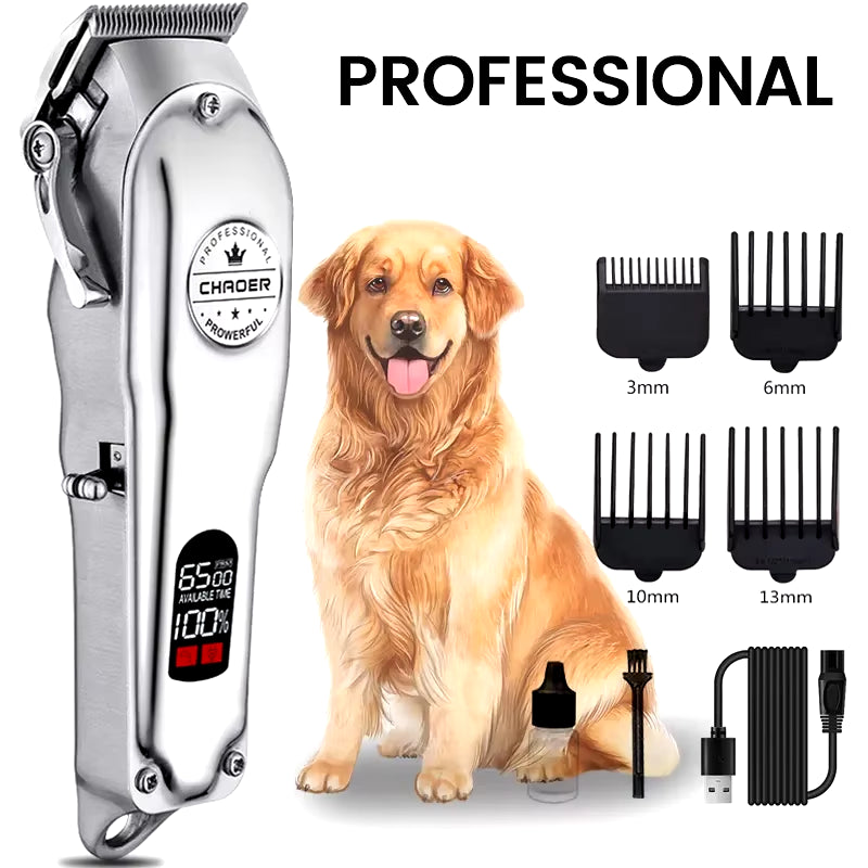 Professional Dog Hair Clipper All Metal Rechargeable Pet Trimmer Cat Shaver Cutting Machine Puppy Grooming Haircut Low Noice