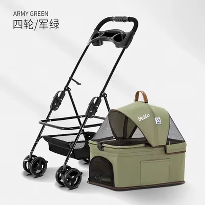 Pet Stroller for Dogs Cats Luxury Dog Carrier Strollers Breathable Travel Stroller Pushchair Separation Four-Wheeled Strollers