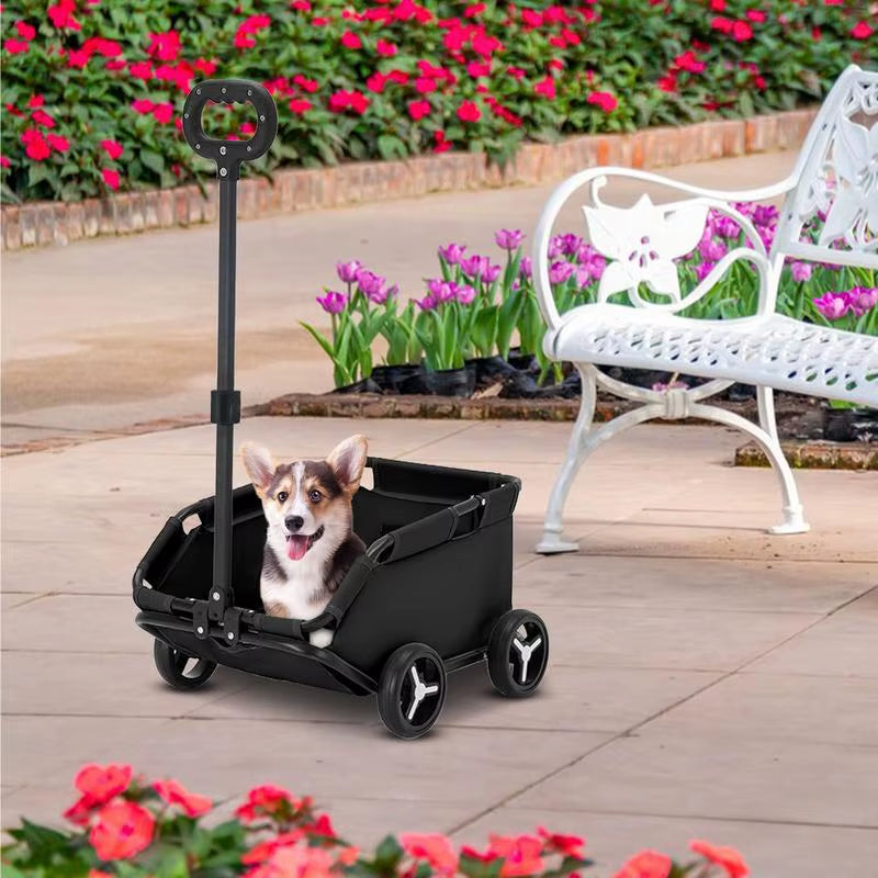 Small Dog Stroller Pet Carriage Rolling Dog Carrier 4 Wheels Lightweight Folding Trolley Dog Cart for Travelling Shopping