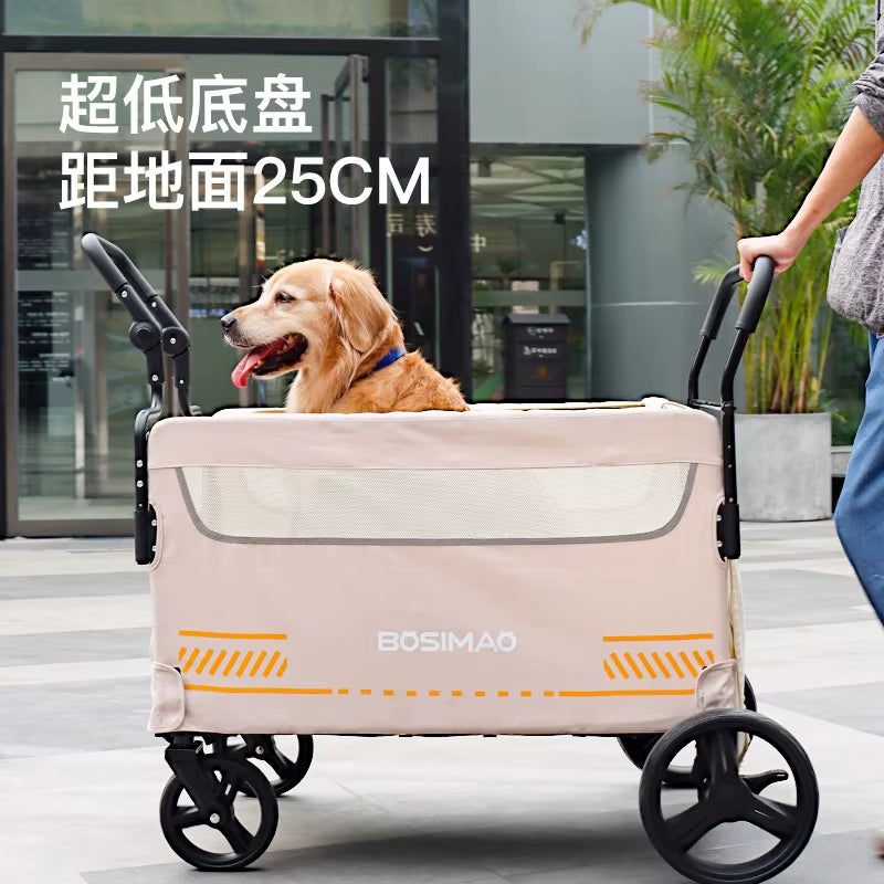 Dog Stroller 4 Wheel Pet Trolley Carrier Foldable Super Large Pet Camping Cart Dog Outdoor Handcart Travel Pet Cart Handcart