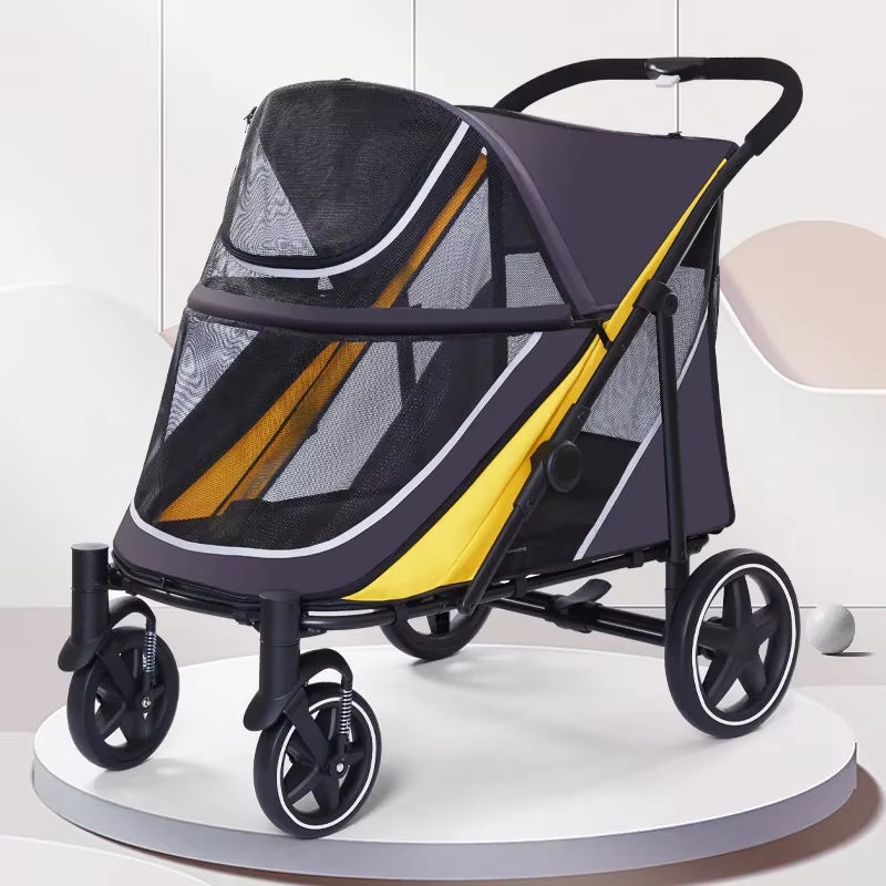 Large Pet Jogger Stroller Breathable Animal Stroller with 4 Wheel Storage Space Pet Cart