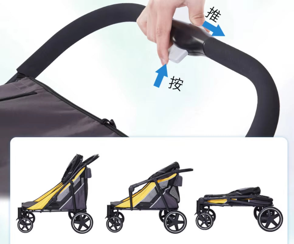 Dog Stroller for Medium Dogs Foldable Dog Transporter Outdoor Travel Dog Cat Trolley Dog Pull Cart Large Space Load-Bearing 60KG