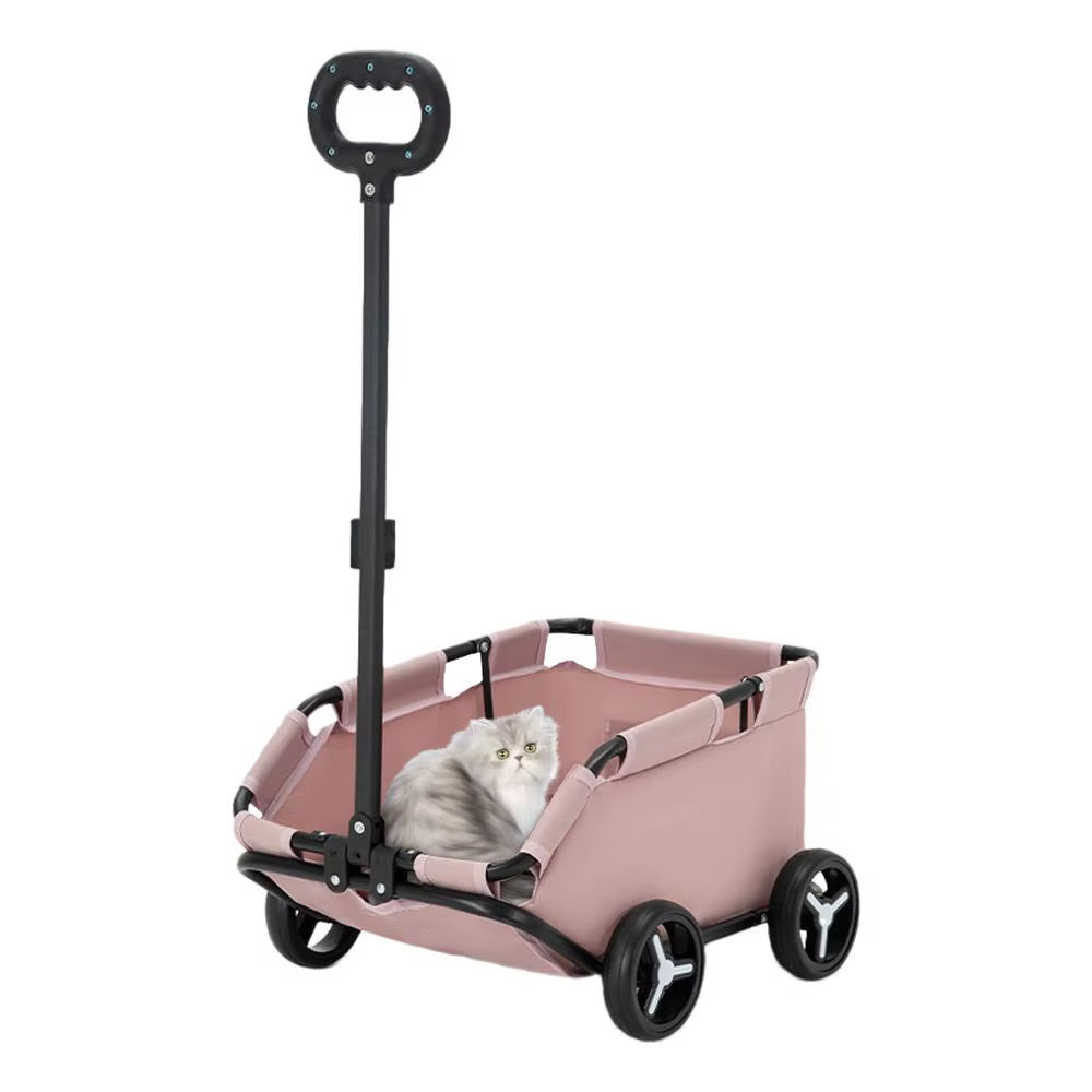 Small Dog Stroller Pet Carriage Rolling Dog Carrier 4 Wheels Lightweight Folding Trolley Dog Cart for Travelling Shopping