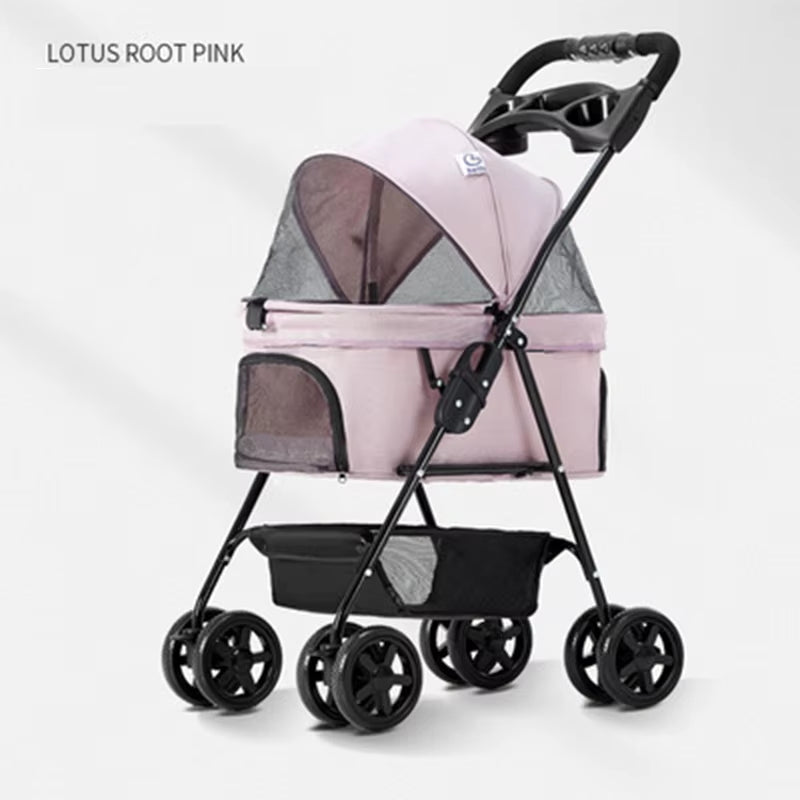 Pet Stroller for Dogs Cats Luxury Dog Carrier Strollers Breathable Travel Stroller Pushchair Separation Four-Wheeled Strollers