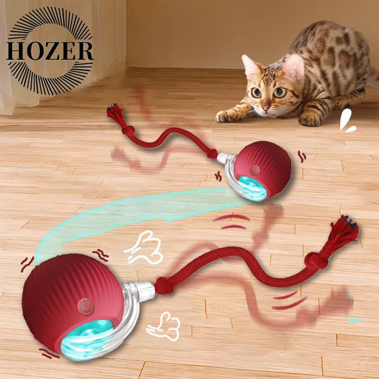 Cat Interactive Ball Toys Automatic Rolling Ball Faux Tail Rechargeable Smart Pet Electric Toy Dog Cat Training Imitate Mouse