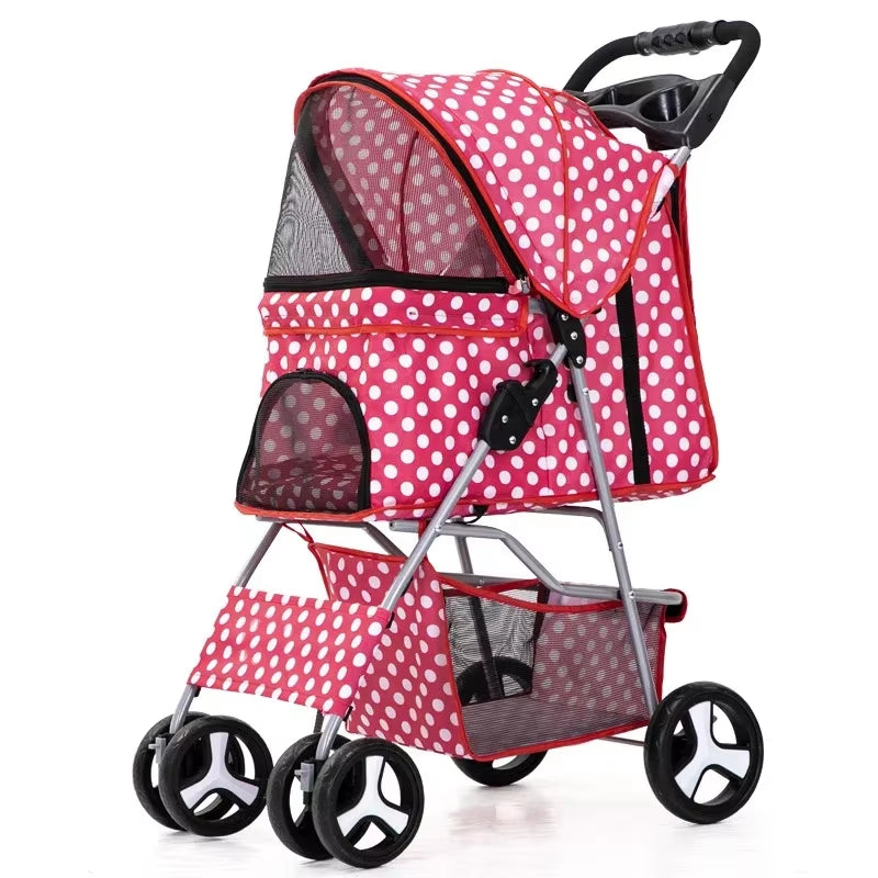 Pet Stroller Lightweight Folding Universal Wheel Cat Dog Travel Breathable Pet Stroller Outdoor Stroller for Small Medium Pets