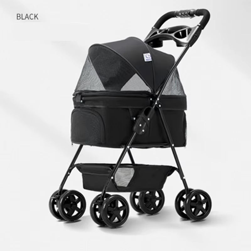 Pet Stroller for Dogs Cats Luxury Dog Carrier Strollers Breathable Travel Stroller Pushchair Separation Four-Wheeled Strollers