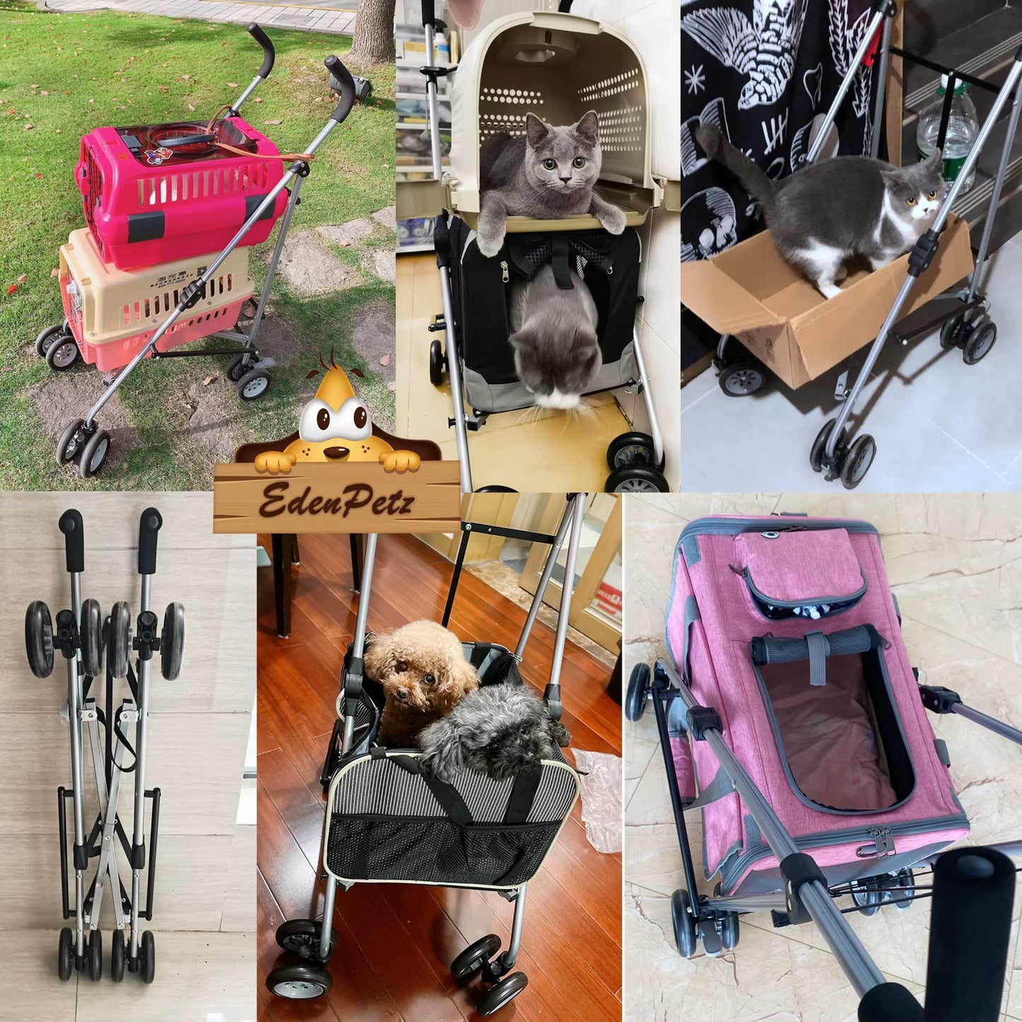 Russia Free Ship Pet Stroller Frame for Car Seat Bag Simple Foldable Trolley Transport Multifunction Cat Dog Stroller