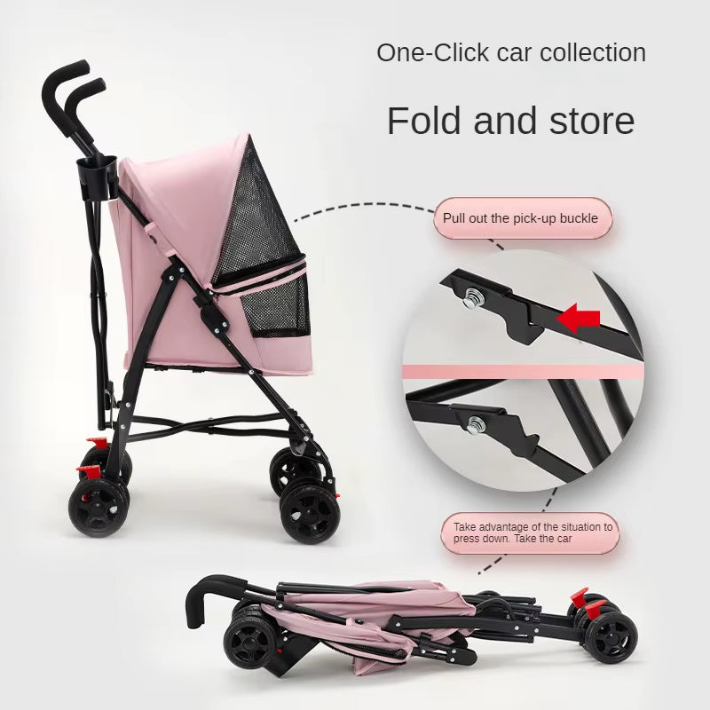 Pet Cat and Dog Stroller Dog Cat Teddy Baby Stroller Lightweight and Foldable for Small Pet Dogs When Going Out