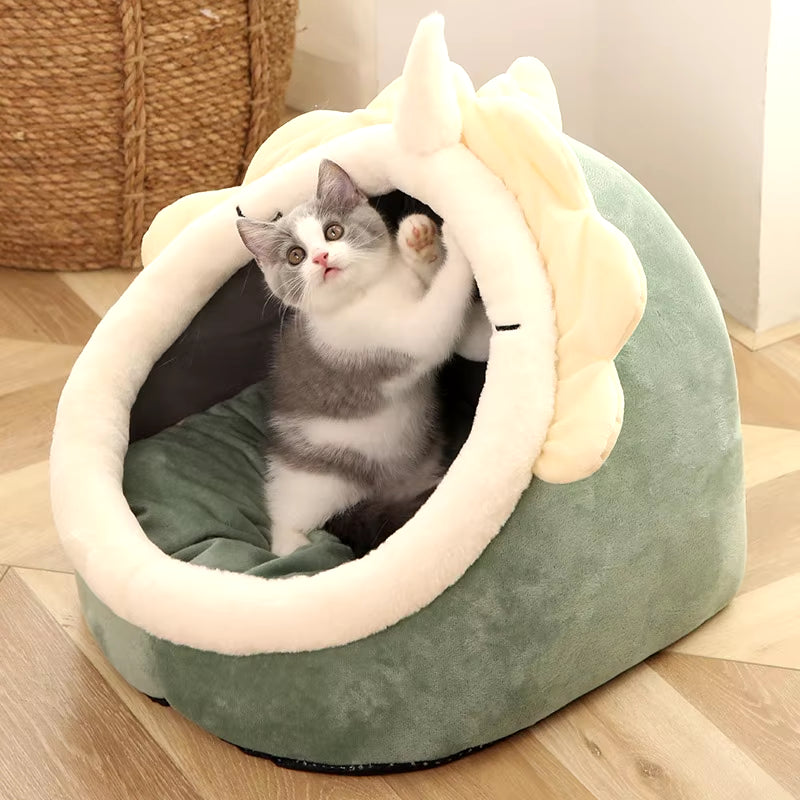 Deep Sleep Cat Bed Cartoon Pet Bed Foldable Removable Washable Pet Sleeping Bed for Small Dog Mat Bag Cave Cats Bed