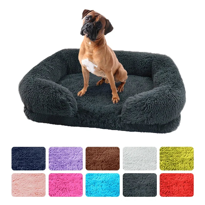 Large Dog Bed Dog Plush Pet Bed Winter Thickened Pad Dog Sleeping Bed Sofa Removable Pad Dog Small Large Dog Square Kennel