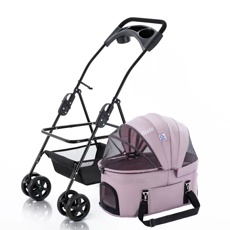 Pet Stroller for Dogs Cats Luxury Dog Carrier Strollers Breathable Travel Stroller Pushchair Separation Four-Wheeled Strollers