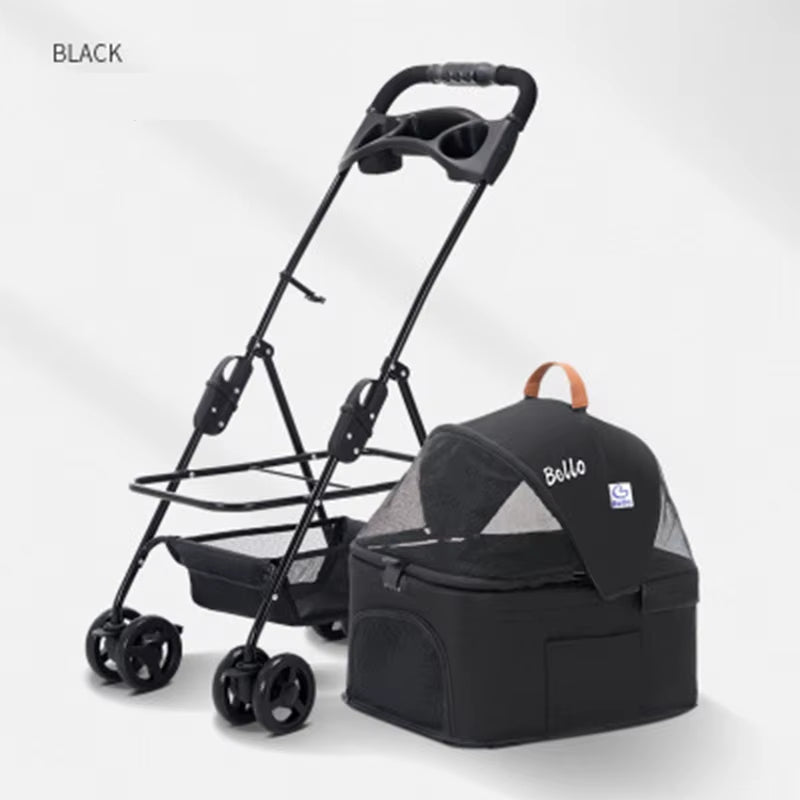 Pet Stroller for Dogs Cats Luxury Dog Carrier Strollers Breathable Travel Stroller Pushchair Separation Four-Wheeled Strollers