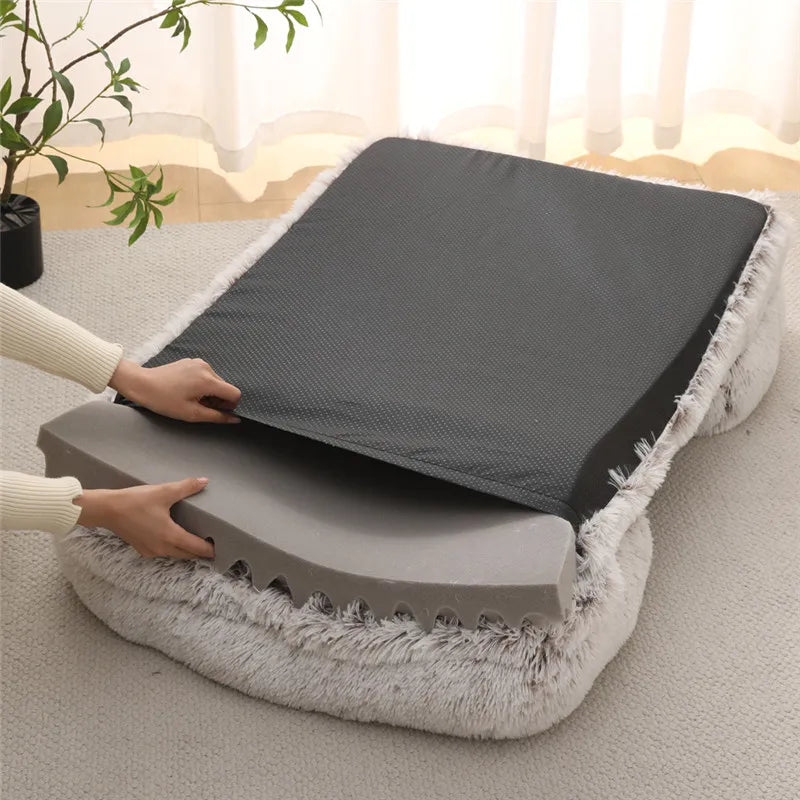 Large Dog Bed Dog Plush Pet Bed Winter Thickened Pad Dog Sleeping Bed Sofa Removable Pad Dog Small Large Dog Square Kennel