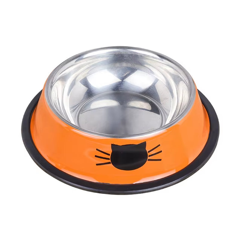 Cat Food Bowl Stainless Steel Kitten Cat Feeder Water Bowl with Non-Slip Rubber Base Small Pet Bowl Cat Accessories Pet Supplies