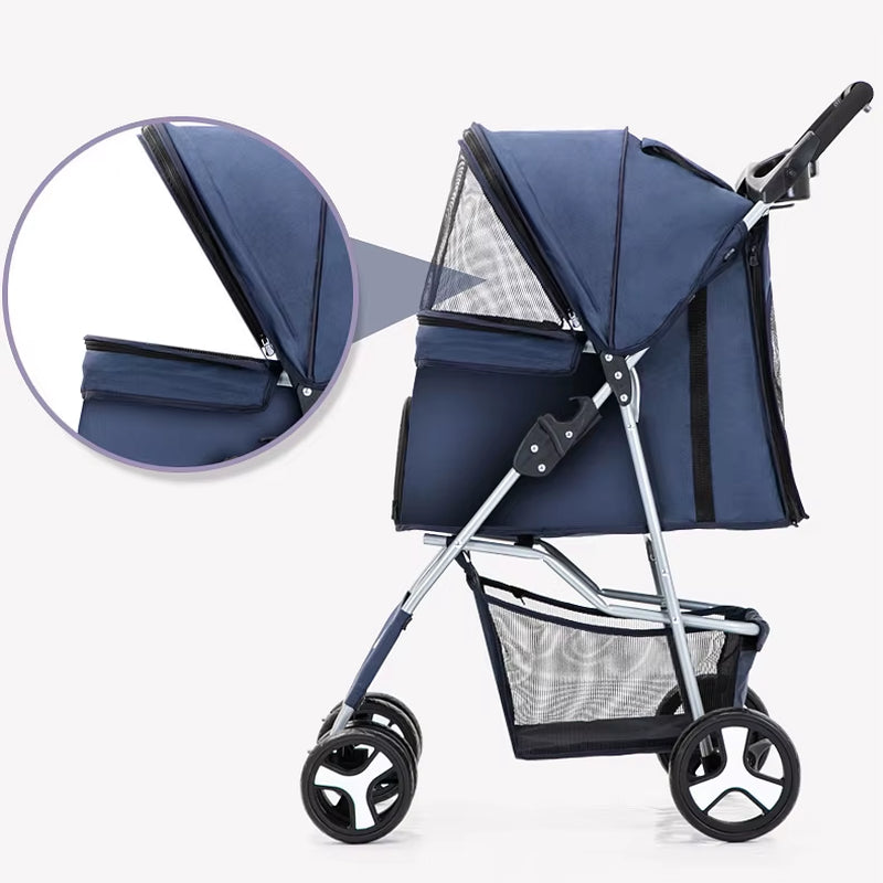 2023 Pet Dog Stroller Cats Baby Stroller Detachable One-Shoulder Handbag Portable Breathable Dog Cat Trolley Pet Carrier Bag