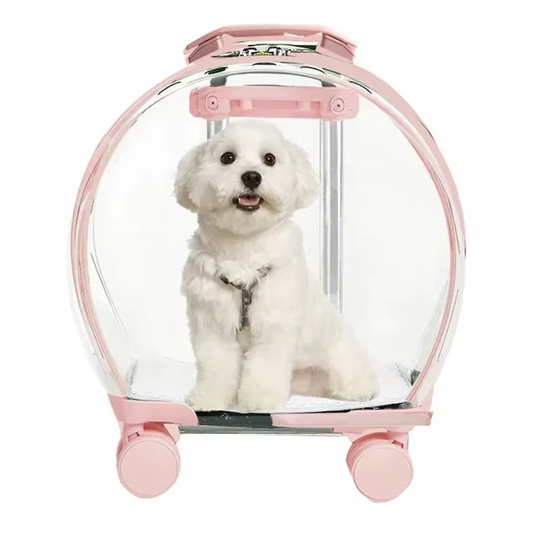 Pet Trolley Suitcase Carrier Transparent Beauty Case Trolley Professiona Portable Durable Carrier for Cats and Small Dogs
