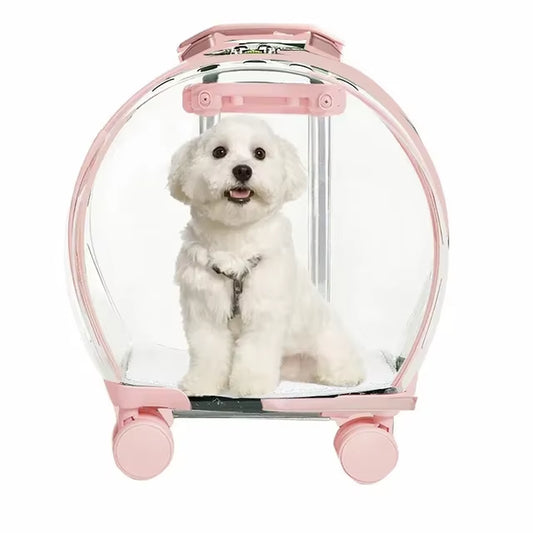 Pet Trolley Suitcase Carrier Transparent Beauty Case Trolley Professiona Portable Durable Carrier for Cats and Small Dogs