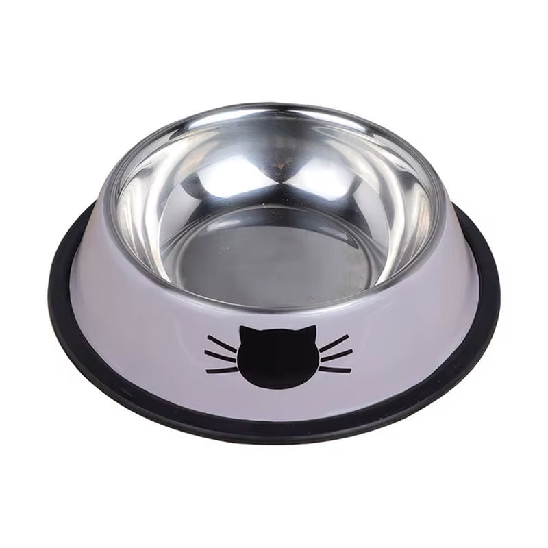 Cat Food Bowl Stainless Steel Kitten Cat Feeder Water Bowl with Non-Slip Rubber Base Small Pet Bowl Cat Accessories Pet Supplies