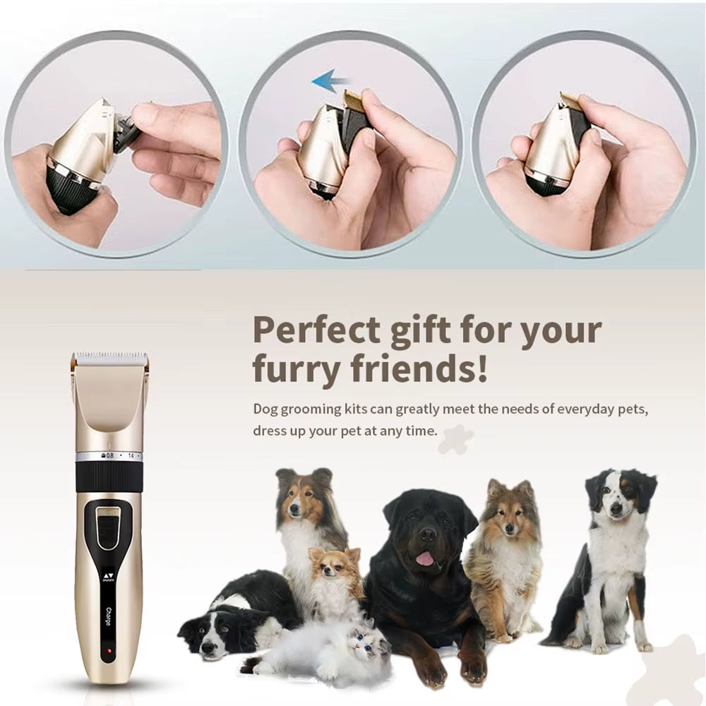 Dog Clipper Electric Pet Shaver Hair Trimmer Tool Rechargeable Cat Dog Groom Clipper with 4 Restriction Brush for Small Animal