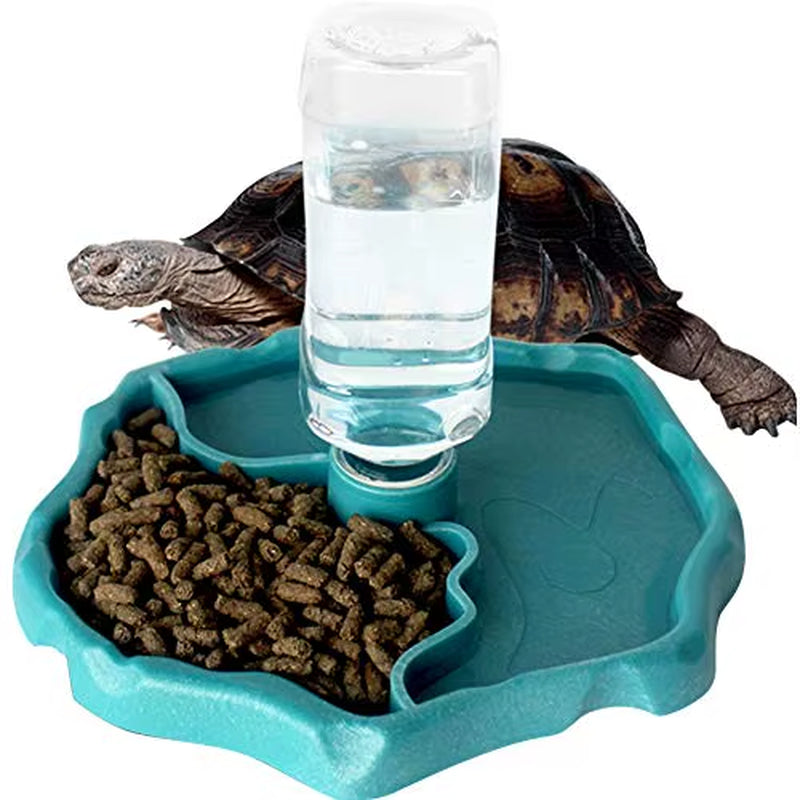Reptile Feeders Waterer Automatic-Refilling Turtle Water Dispenser Bottle Tortoise Food Water Bowl Feeding Dish for Lizards