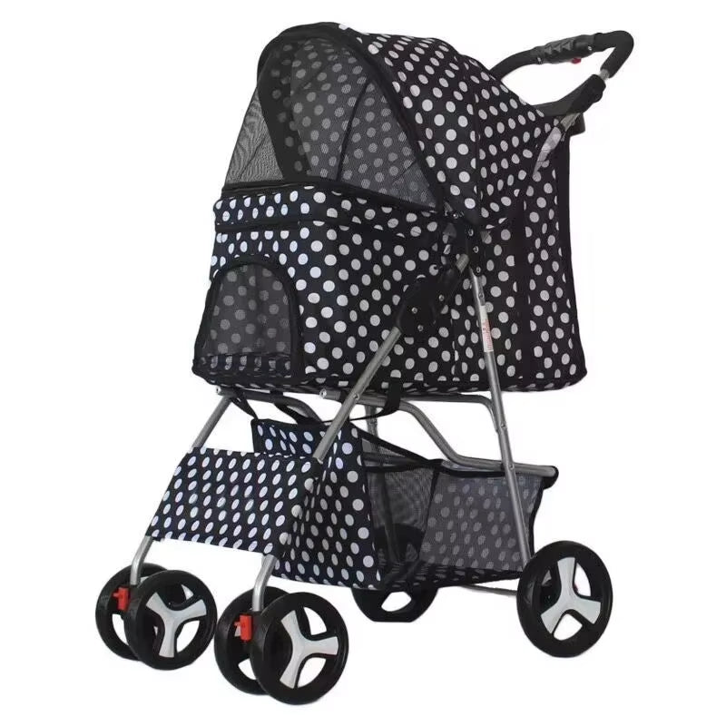 Pet Stroller Lightweight Folding Universal Wheel Cat Dog Travel Breathable Pet Stroller Outdoor Stroller for Small Medium Pets