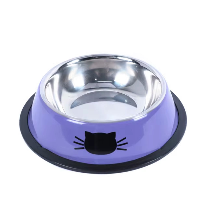 Cat Food Bowl Stainless Steel Kitten Cat Feeder Water Bowl with Non-Slip Rubber Base Small Pet Bowl Cat Accessories Pet Supplies