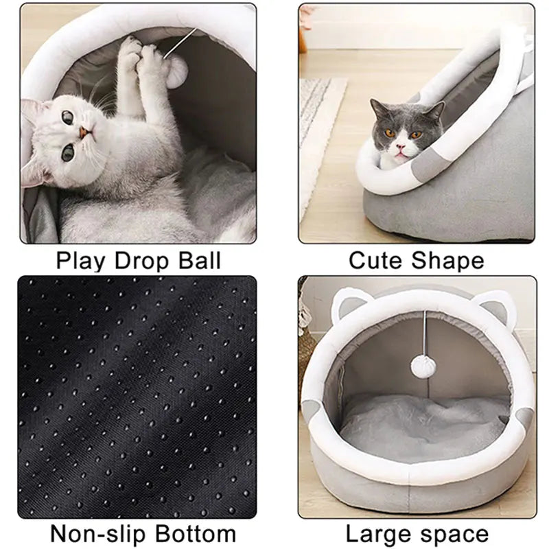 Cute Cat Bed for Indoor Small and Large Cats Dog Tent Soft Pet Kitten House Cozy Puppy Cushion