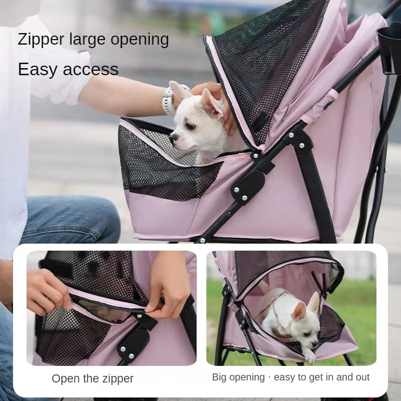 Pet Cat and Dog Stroller Dog Cat Teddy Baby Stroller Lightweight and Foldable for Small Pet Dogs When Going Out