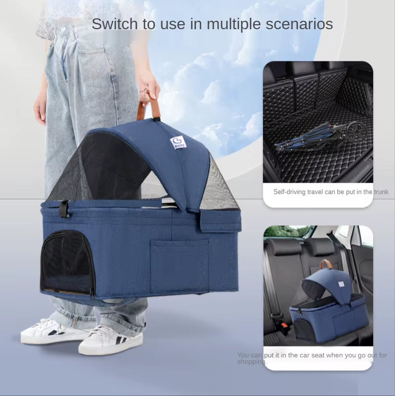 Pet Stroller for Dogs Cats Luxury Dog Carrier Strollers Breathable Travel Stroller Pushchair Separation Four-Wheeled Strollers