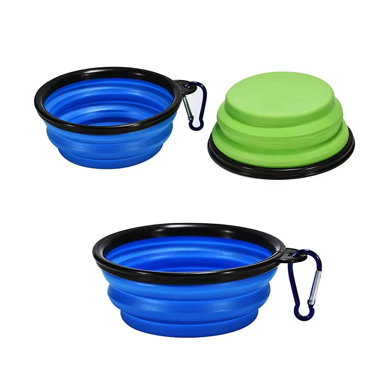 Folding Pet Bowl Dog Bowl with Carabiner Outdoor Camping Travel Portable Folding Supplies Dishes Cat Food Water Bowl