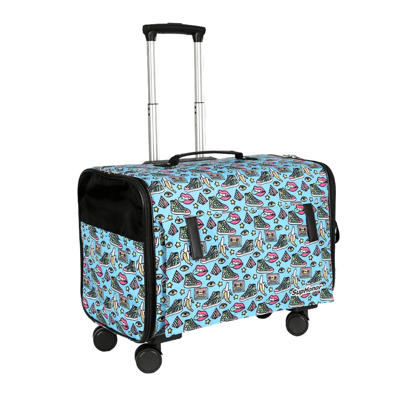 Large Pet Dog Trolley Load 15KG 4 Universal Wheels Pet Stroller Cat Dog Carrier Bag Wheeling Suitcase for Big Pet Travel Case