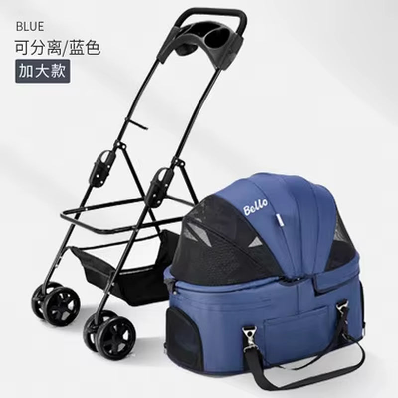 Pet Stroller for Dogs Cats Luxury Dog Carrier Strollers Breathable Travel Stroller Pushchair Separation Four-Wheeled Strollers