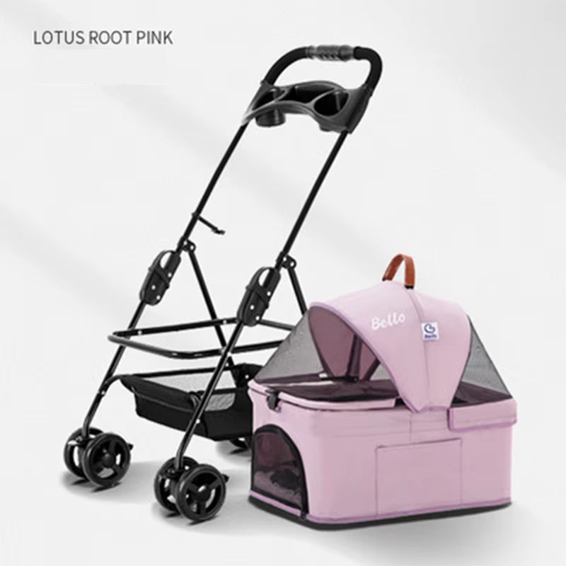 Pet Stroller for Dogs Cats Luxury Dog Carrier Strollers Breathable Travel Stroller Pushchair Separation Four-Wheeled Strollers