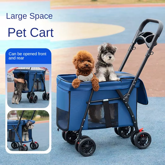 Medium to Large-Sized Dog Pet Cart Dog Cat Teddy Baby Stroller for Outdoor Use Small Pet Cart Lightweight and Foldable