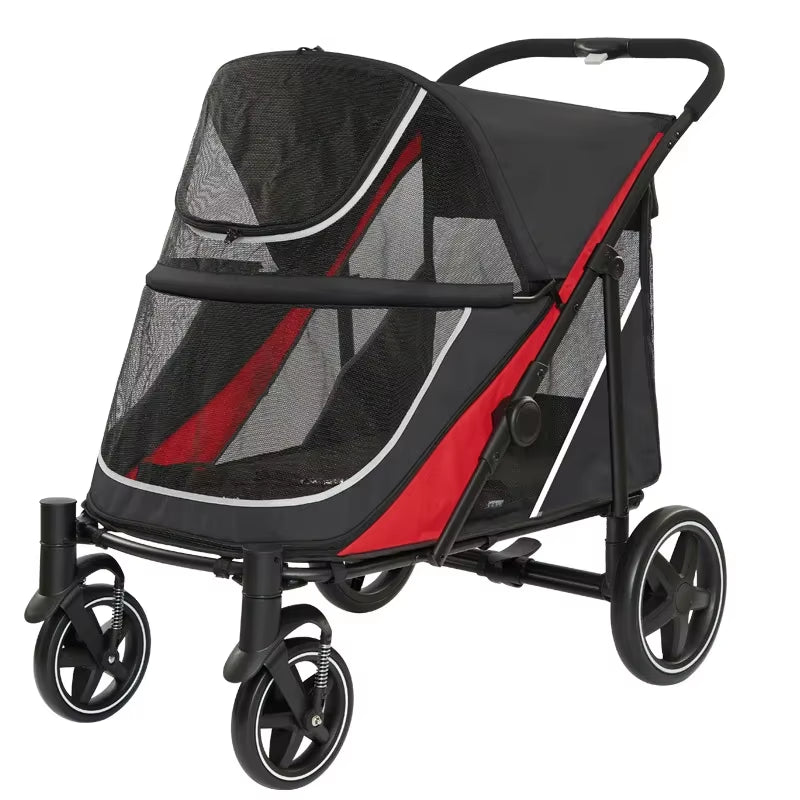 Large Pet Jogger Stroller Breathable Animal Stroller with 4 Wheel Storage Space Pet Cart