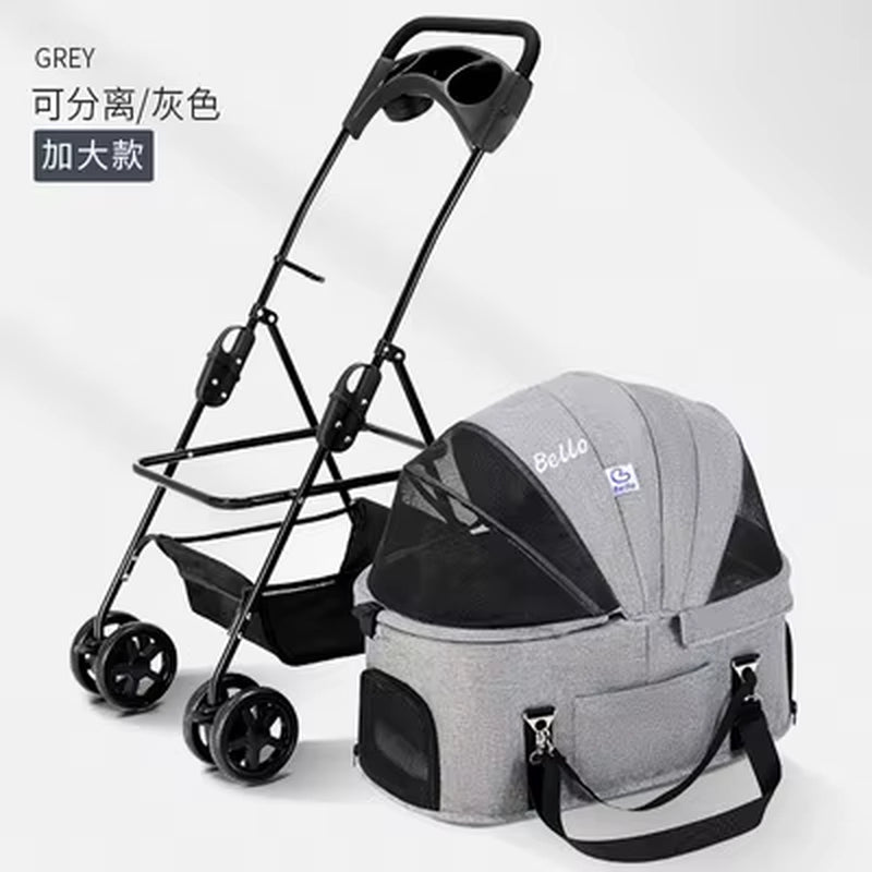 Pet Stroller for Dogs Cats Luxury Dog Carrier Strollers Breathable Travel Stroller Pushchair Separation Four-Wheeled Strollers