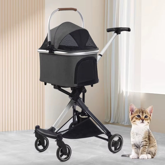 Luxury Pet Stroller Light Dog Carrier Pet Pram 4 Wheels 2 in 1 Foldable Pet Cat Travel Stroller for Small Medium Dog