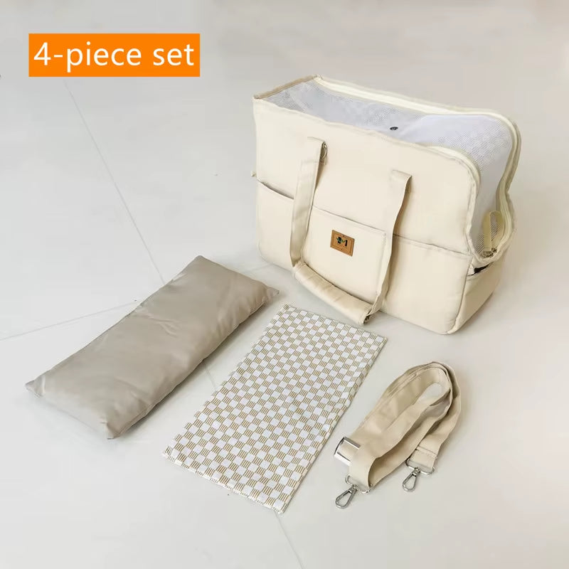 Portable Pet Travel Carrier Tote Bag for Cat, Breathable Dog Travel Bag Carrier Shoulder Bag Carrier Car Seat Bed Safe Travel