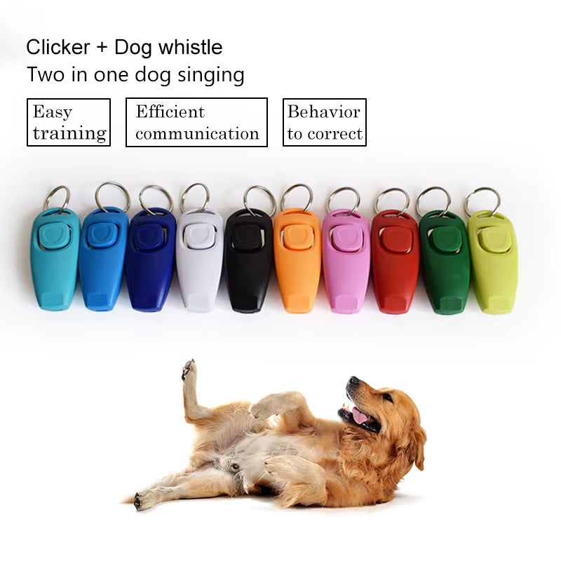 2 in 1 Pet Dog Training Clicker Pet Dog Cat Training Whistles Key Ring and Wrist Strap Dog Trainings Behavior Pet Supplies