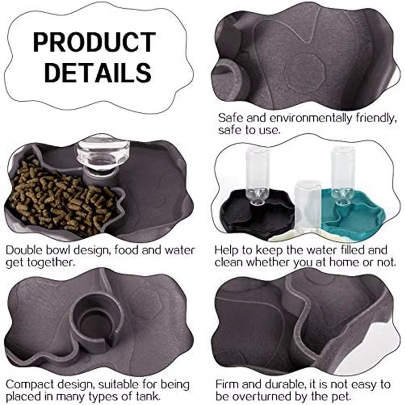 Reptile Feeders Waterer Automatic-Refilling Turtle Water Dispenser Bottle Tortoise Food Water Bowl Feeding Dish for Lizards