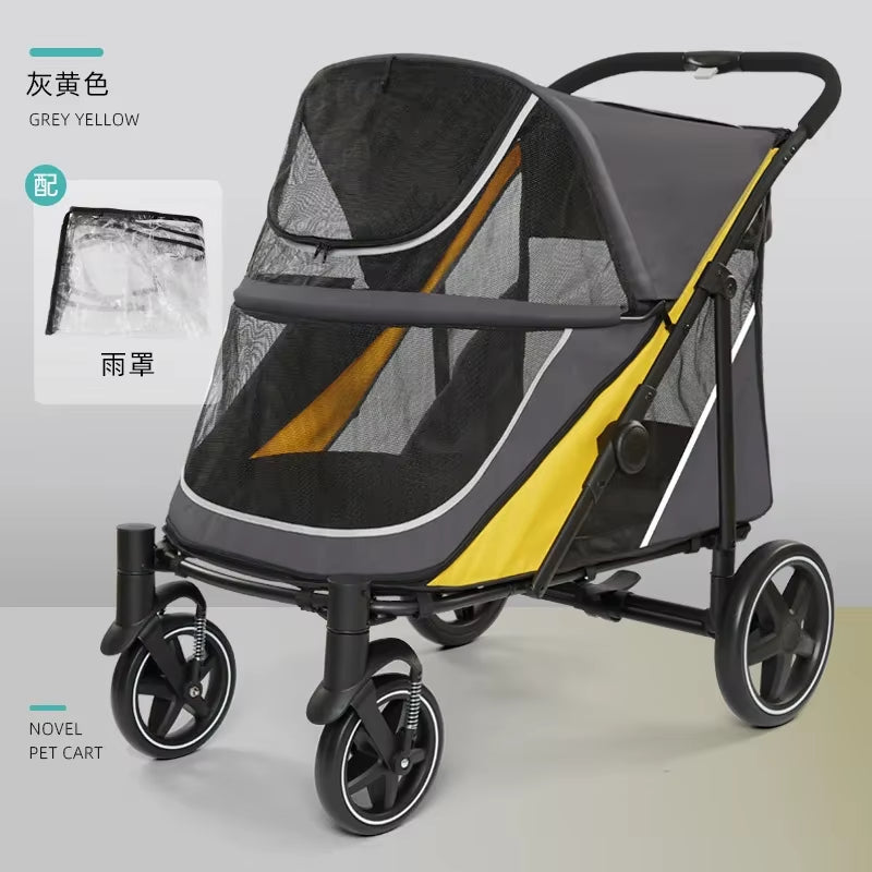 Large Pet Jogger Stroller Breathable Animal Stroller with 4 Wheel Storage Space Pet Cart