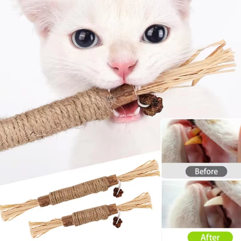 1 Pc Cat Toys Silvervine Chew Stick Polygonum Kitty Raffia Grass Pet Supplies Cleaning Teeth Stick Pet Bite Cat Toy Hemp Rope