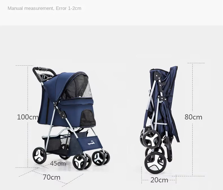 2023 Pet Dog Stroller Cats Baby Stroller Detachable One-Shoulder Handbag Portable Breathable Dog Cat Trolley Pet Carrier Bag